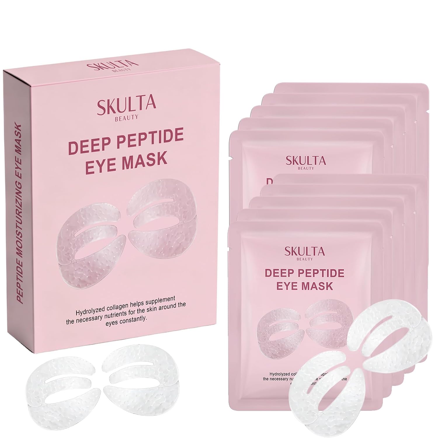 Skulta Deep Peptide Eye Mask,Under Eye Patches 360° Fit, Eye Mask with Collagen Peptide, Eye Patches for Puffy Eyes and Dark Circles, Hydrating 5 Pairs (1pcs)