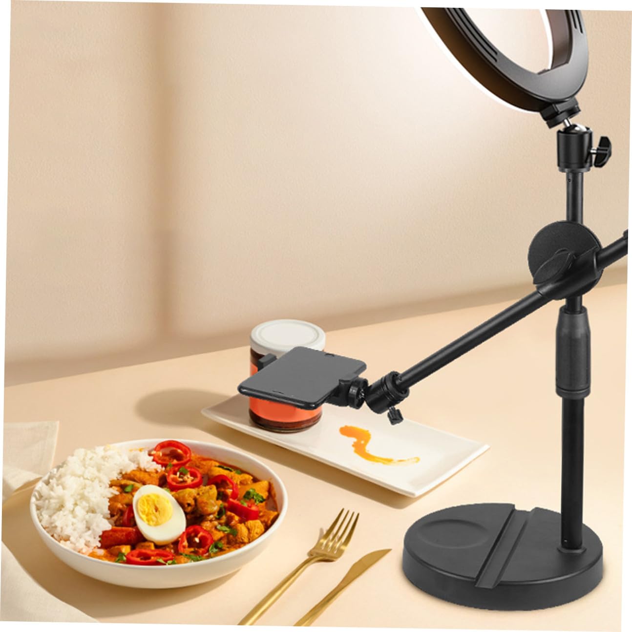 SHINEOFI Soporte Telescópico Ajustable para Teléfono Móvil Montaje Superior para Grabación y Dibujo Compatible con Smartphones y Tablets