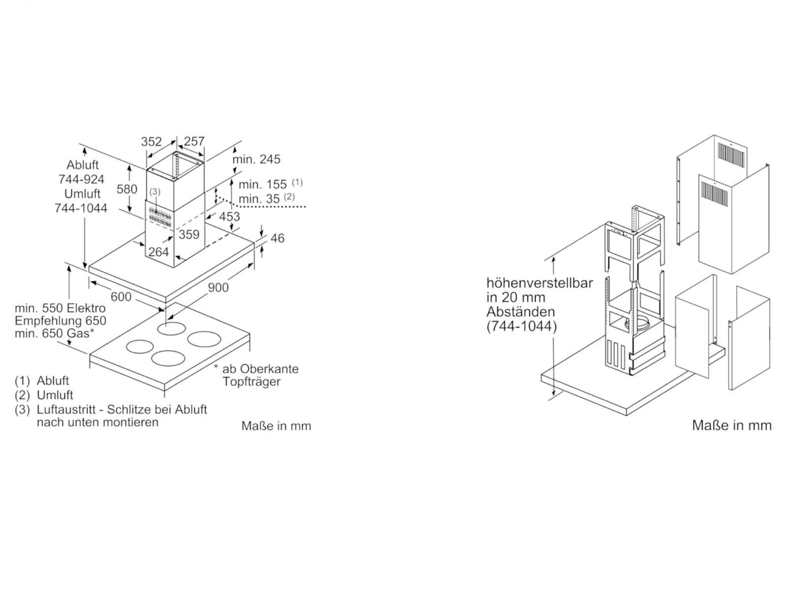 Bosch Serie 6 DIB97JP50 Inselesse 90cm Um- & Abluft EcoSilence Drive LED-Beleuchtung DirectSelect