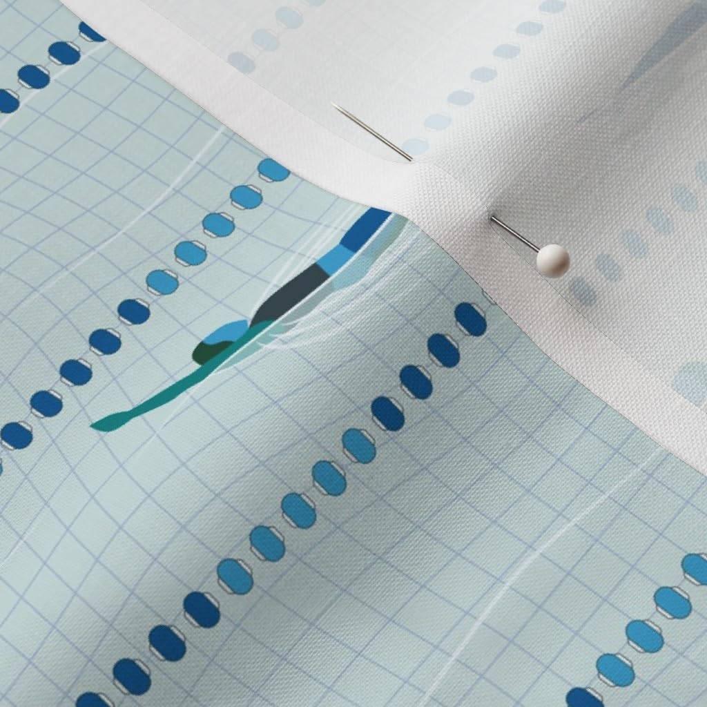 Spoonflower Fabric - Blue Water Sports Swimmer Athlete Triathlon Pool Printed on Petal Signature Cotton Fabric by The Yard - Sewing Quilting Apparel Crafts Decor