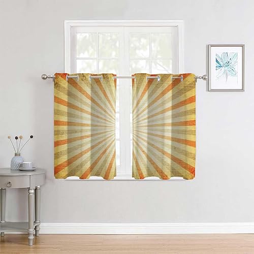 YANFENQI Blackout Panel Vintage Grommet Short Privacy Curtains Cortinas para Ventanas De Cuarto 63Inch Width by 80Inch Length,2 Panels