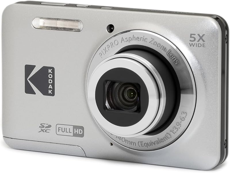 KODAK PIXPRO FZ55-GRY Cámara digital con sensor CMOS de 16 MP Zoom óptico 5X Gran angular de 28 mm Vídeo Full HD 1080P Cámara de vlogging LCD de 2,7", gris