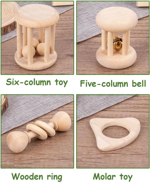 Xinghonyac 4 Pcs Wooden Bunny Toys, Safe Chew Toys for Rabbits, Guinea Pigs, Hamsters & Small Pets – Indoor & Outdoor Bunny Chew Toys for Teeth Grinding — view 4