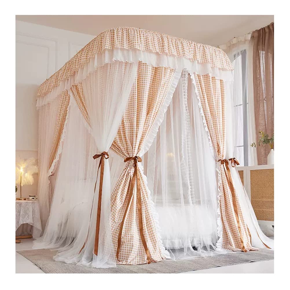 Mosquitera con dosel para cama doble blanca y amarilla: crea el cuarto de ensueño para tu niña