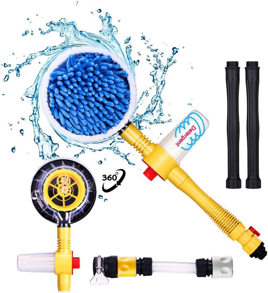 Fochutech Car Wash Brush, Car Cleaning Kit, 360° Spin Car Mop, Microfiber Car Cleaning Brush, Detachable & Extendable Scrub Brush, Garden Hose Spray Nozzle Spray Gun For Car Home Cleaning & Garden Use
