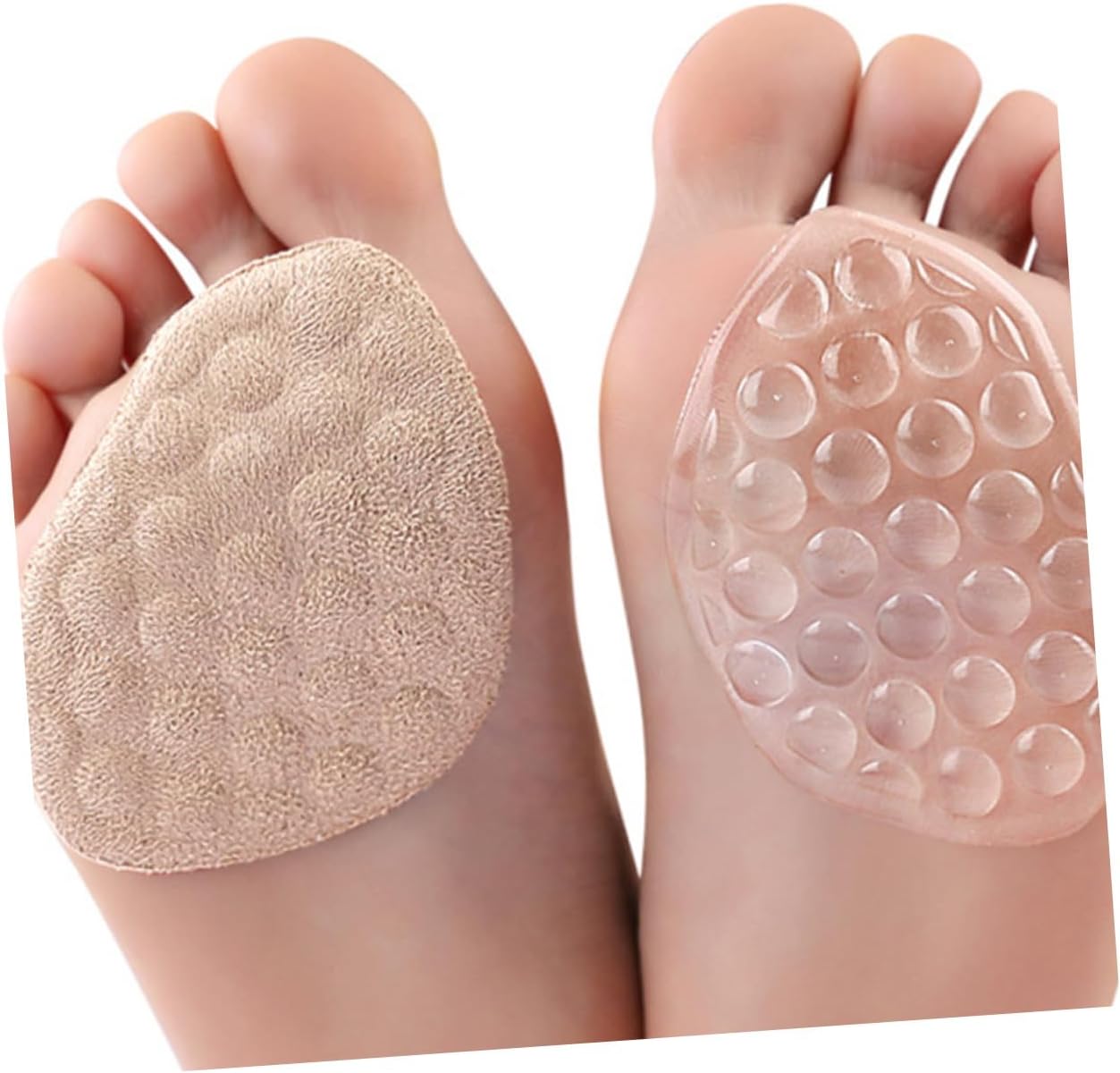 Ciieeo 6 Pairs Nonslip Gel Forefoot Pads Cushions High Heel Shoe Inserts Plush Fabric for Relief and Comfort, Reusable Ball of Foot Cushions for Women