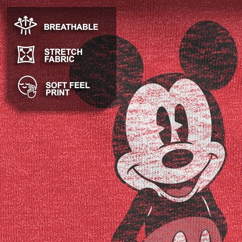 Image of Disney Men's Full Size Mickey Mouse Distressed Look T-Shirt | Officially licensed, 100% cotton, sizes S to 2X, size up recommended, Disney fan gift, crew neck, pop culture tee