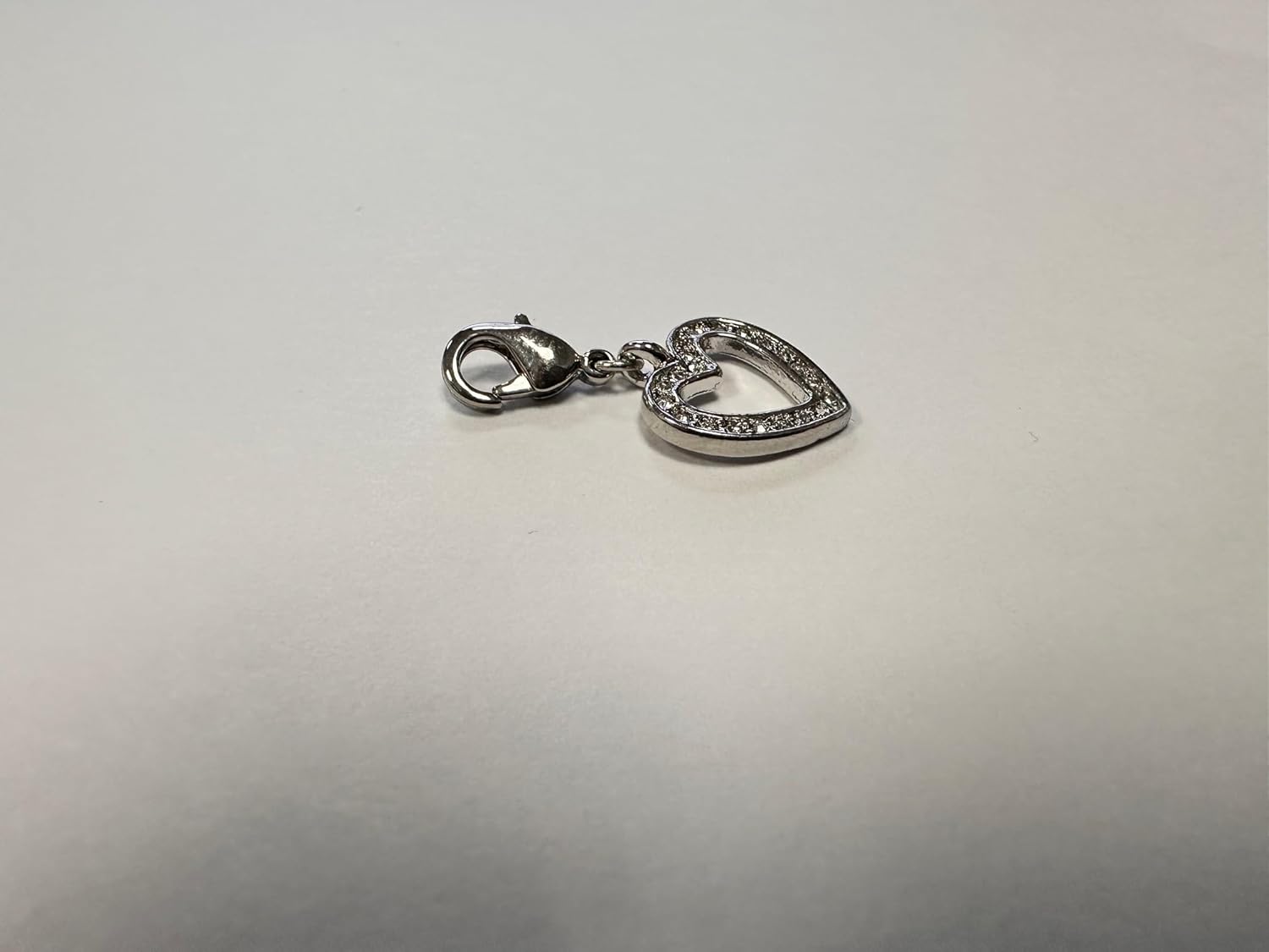 Quiges Open Heart Clip On Charm Pendant with Cubic Zirconia Silver Plated Women's Jewellery - Image 3