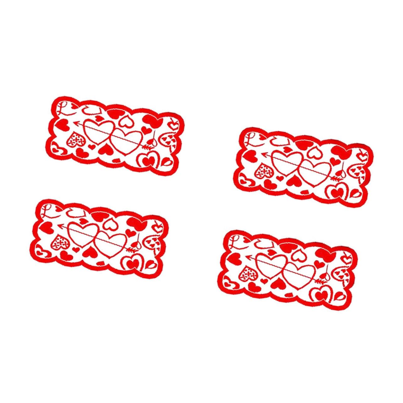 PRETYZOOM 4 Pcs Table Pad Red Table Flags Decoration Table Flags Home Table Flags Strip Table Mat for Restaurant Hollow Out Table Mat Table Mat for Home Heart-Shaped Table Runner