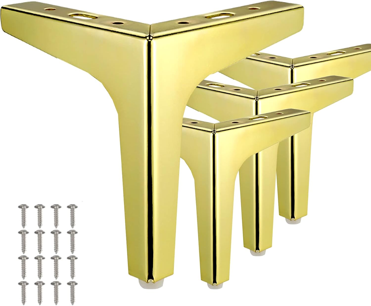 DYNSUM 5 Inches/13CM Golden Metal Furniture Legs Set of 4 Modern