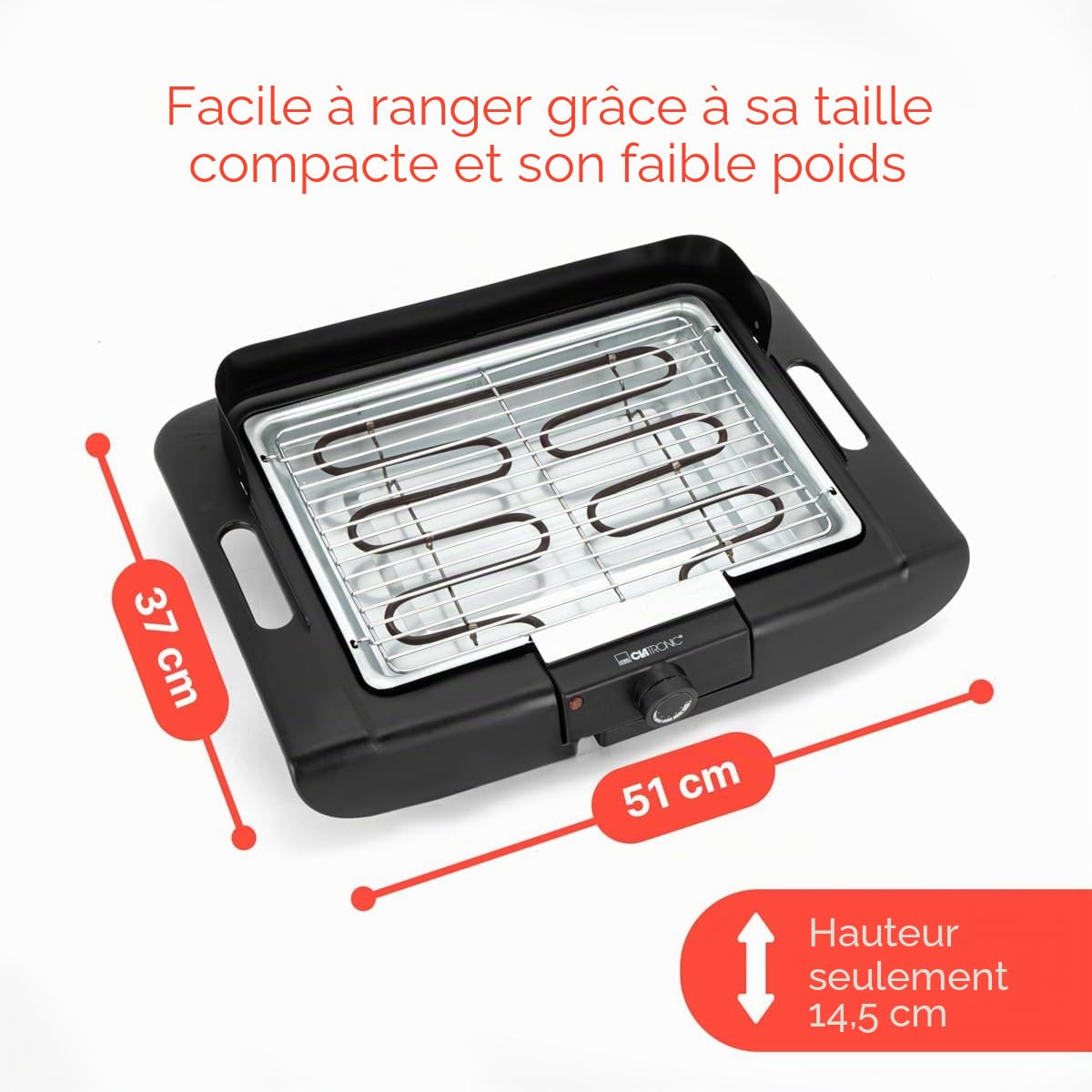 Barbecue de table Clatronic | Barbecue électrique | Balcon & cuisine | Barbecue électrique avec pare-vent | Barbecue avec grille chromée | Barbecue de table avec boîtier Cool Touch | BQ 3841