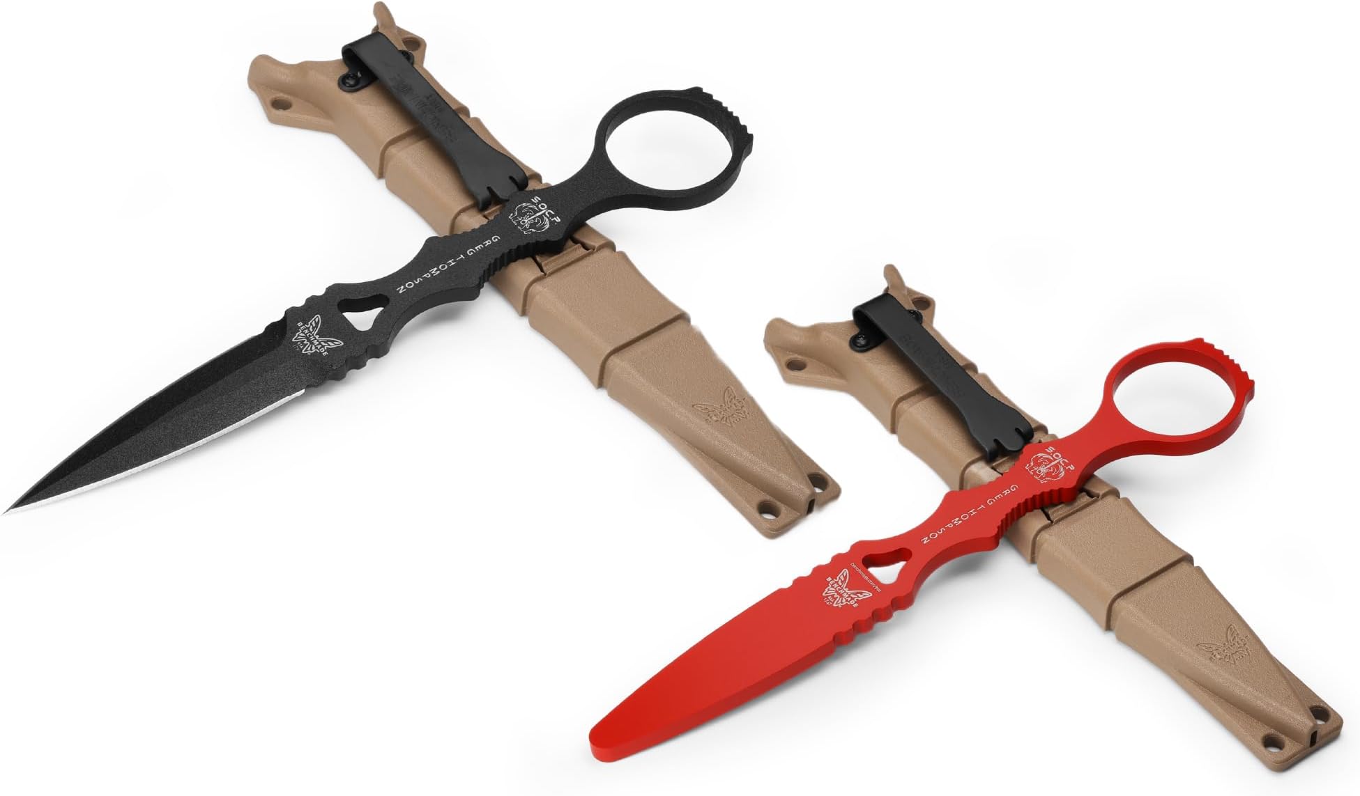 Benchmade - SOCP Dagger 176BKSN-COMBO, with Sand Sheath, Skelentonized Dagger and Trainer, Plain Edge, Coated Finish, Black Handle, Made in the USA