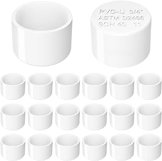 20 Pack 3/4" PVC Cap, SCH40 Furniture Grade End Cap, White PVC Fittings for DIY Furniture, Garden Shelf, Irrigation & Plumbing
