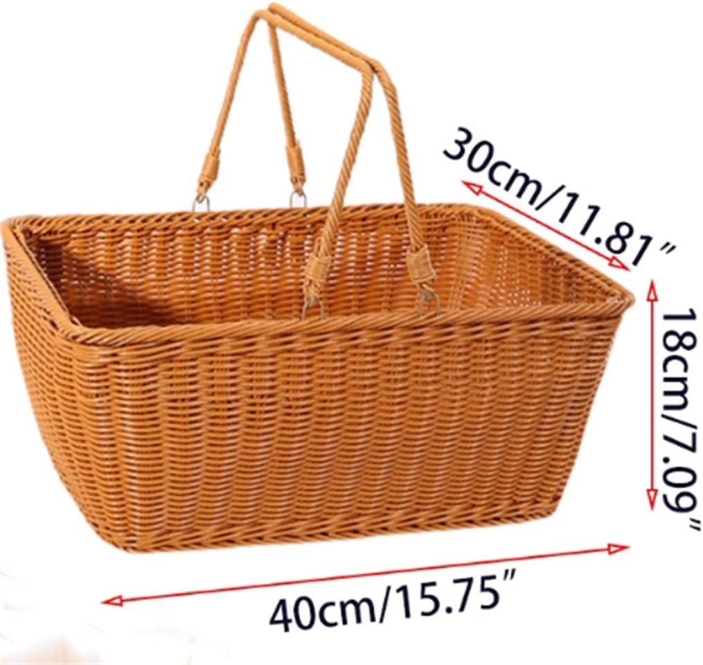 Fruit Bread Storage Box with Handle Hand-Woven Basket Outdoor Camping Picnic Basket (Color : A Size
