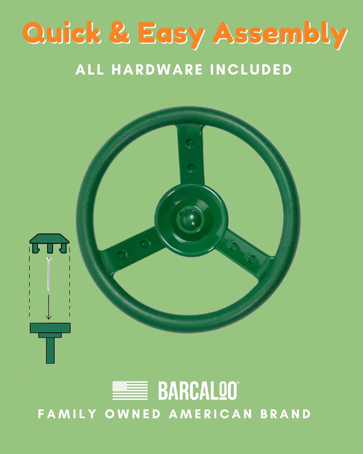 Barcaloo Jungle Gym Steering Wheel for Kids, Easily Mounted on Any Wall Panel, Swing Set Accessory