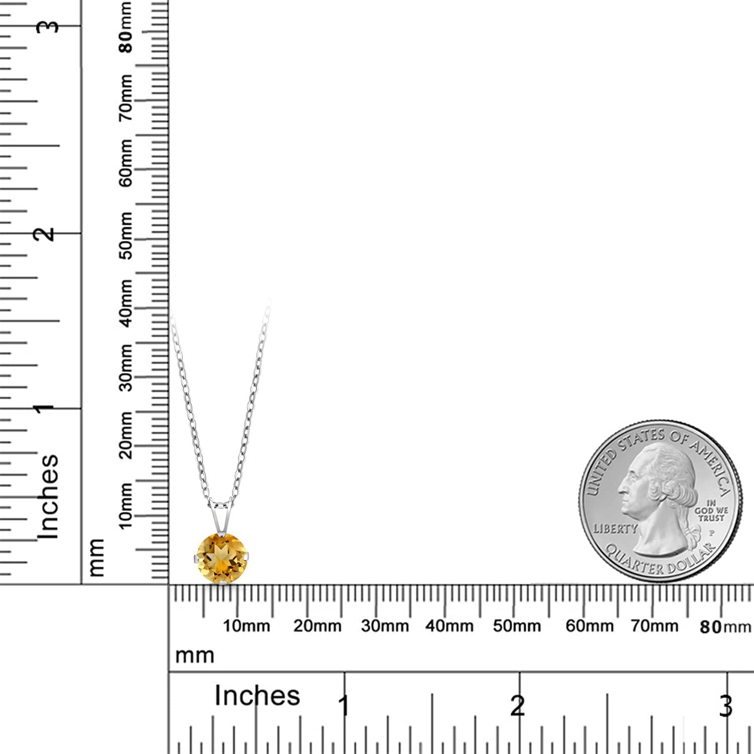 Gem Stone King 7MM Round Gemstone Birthstone Pendant Necklace For Women | 925 Sterling Silver | With 18 Inch Silver Chain | Fine Jewelry Gifts for Her Mom Women Wife