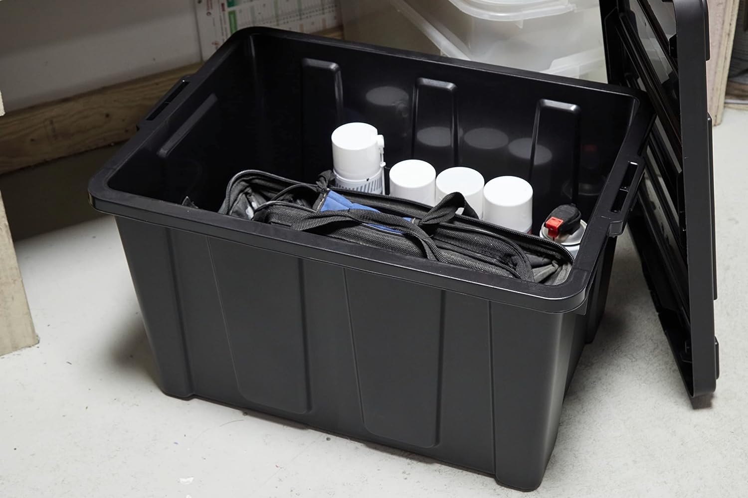 Iris Ohyama Heavy Duty Organisation Boxes, 68L, 4er-Set, Rot, Groß, Robust, Stapelbar, Aufbewahrungsbox, Für Garage, Regale, Umzug, Plastik, Utility, Werkzeugkiste, DDSKT-700