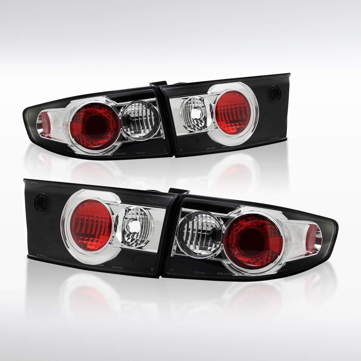 Autozensation Compatible with 2003-2005 Honda Accord 4Dr Sedan, Left + Right Pair Assembly, Black Housing Clear Lens Tail Lights