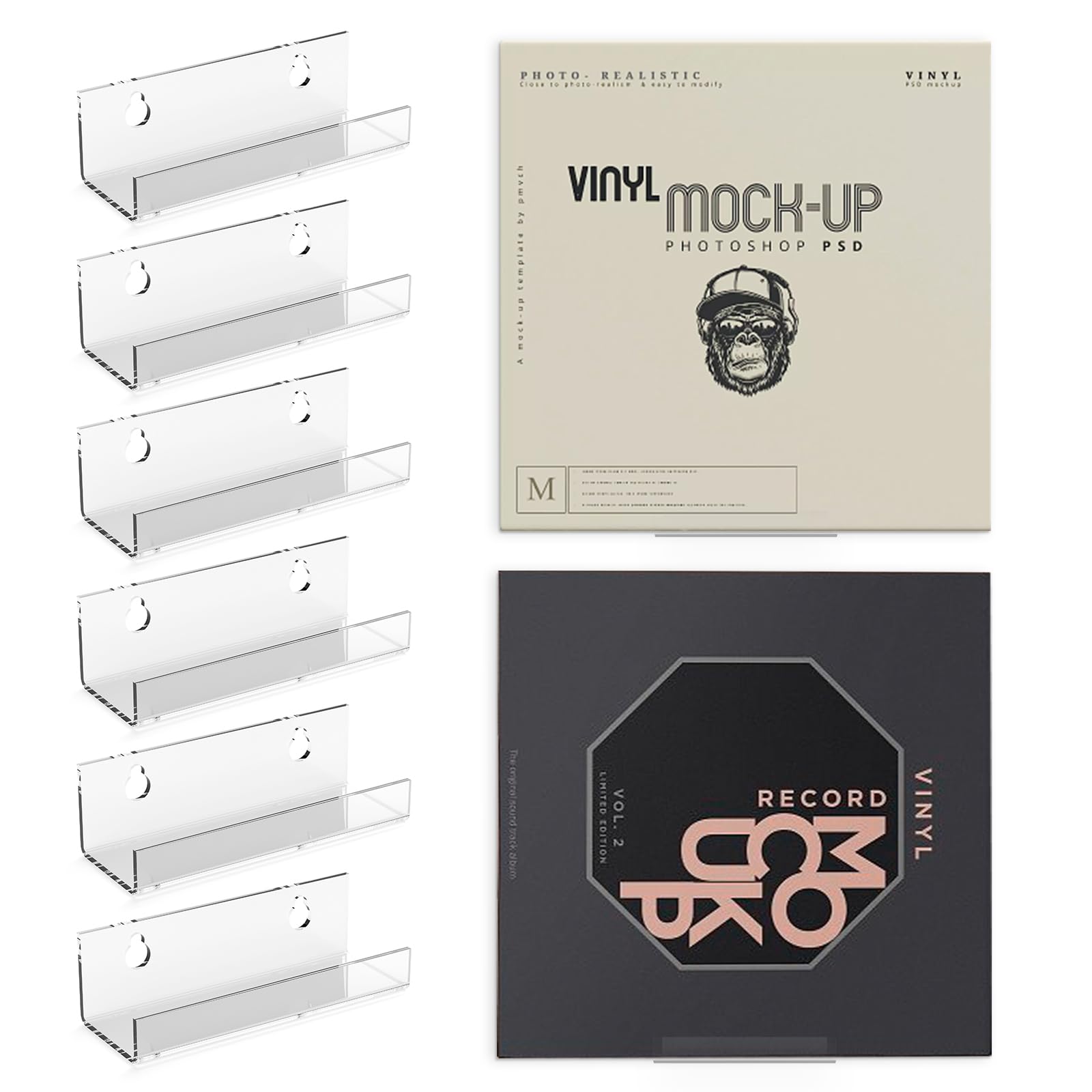 Tobi Lot De 3 étagères Murales Avec 3 étagères Suspendues Largeur: 60-45-30 Cm -Hauteur: 1,8 Cm