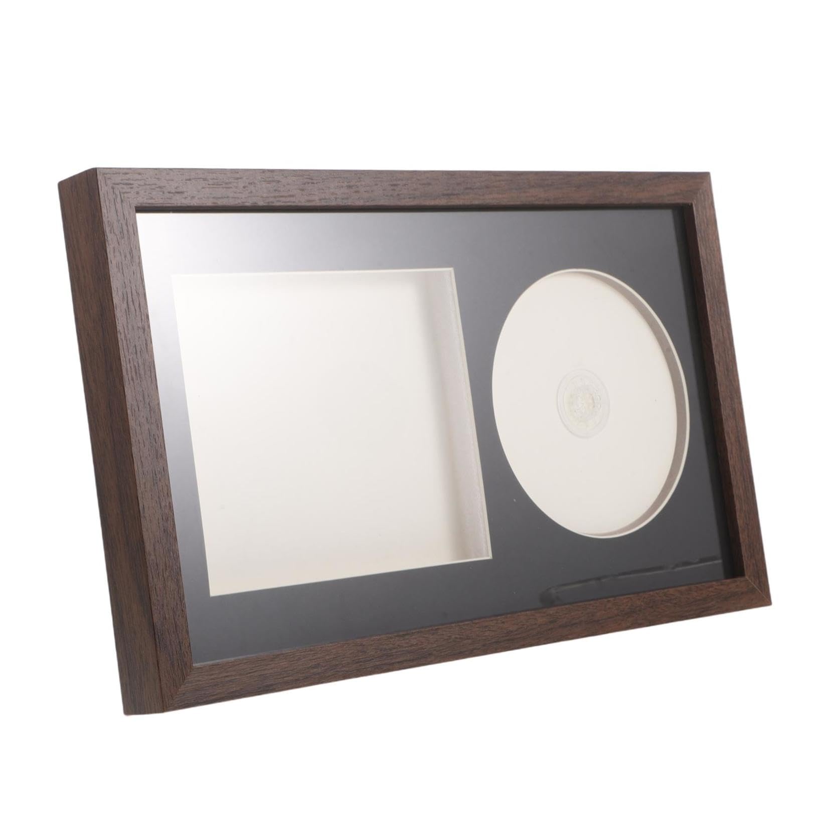 VILLCASE Cornice Espositore per Dischi in Vinile e CD Design 3d Cavo in Legno e Plastica, Supporto per Scaffale o Soggiorno, Protezione e Esposizione Completa per Album Musicali