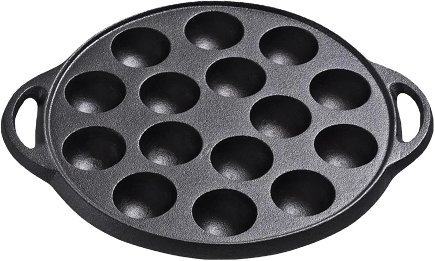 Cast Iron Grilling Pan 15 Compartment Holes Non-Stick Ball Mold Cooking Tray for Home Baking and Grilling