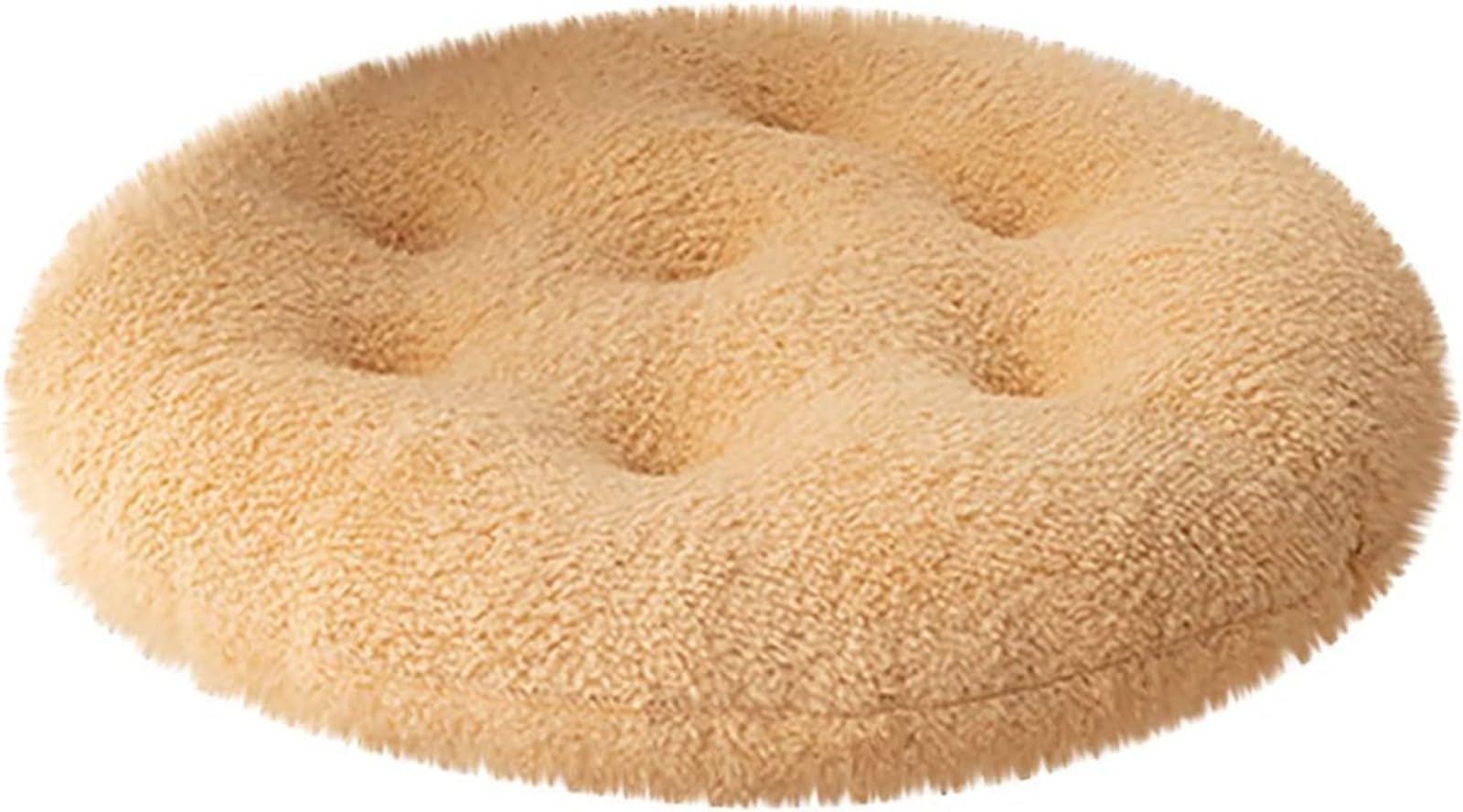 FENXIXIONE Thickened Sherpa Fleece Round Seat Cushion - Memory Foam Chair Cushion, Soft Faux Fur Winter Support Cushions for Dining Chair (40 * 40cm,Yellow-a)