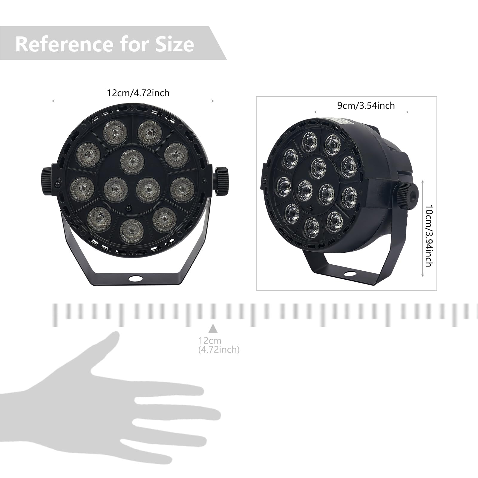 Faretto LED Par in 4 colori, 12 LED RGB, luce da palcoscenico, DMX e