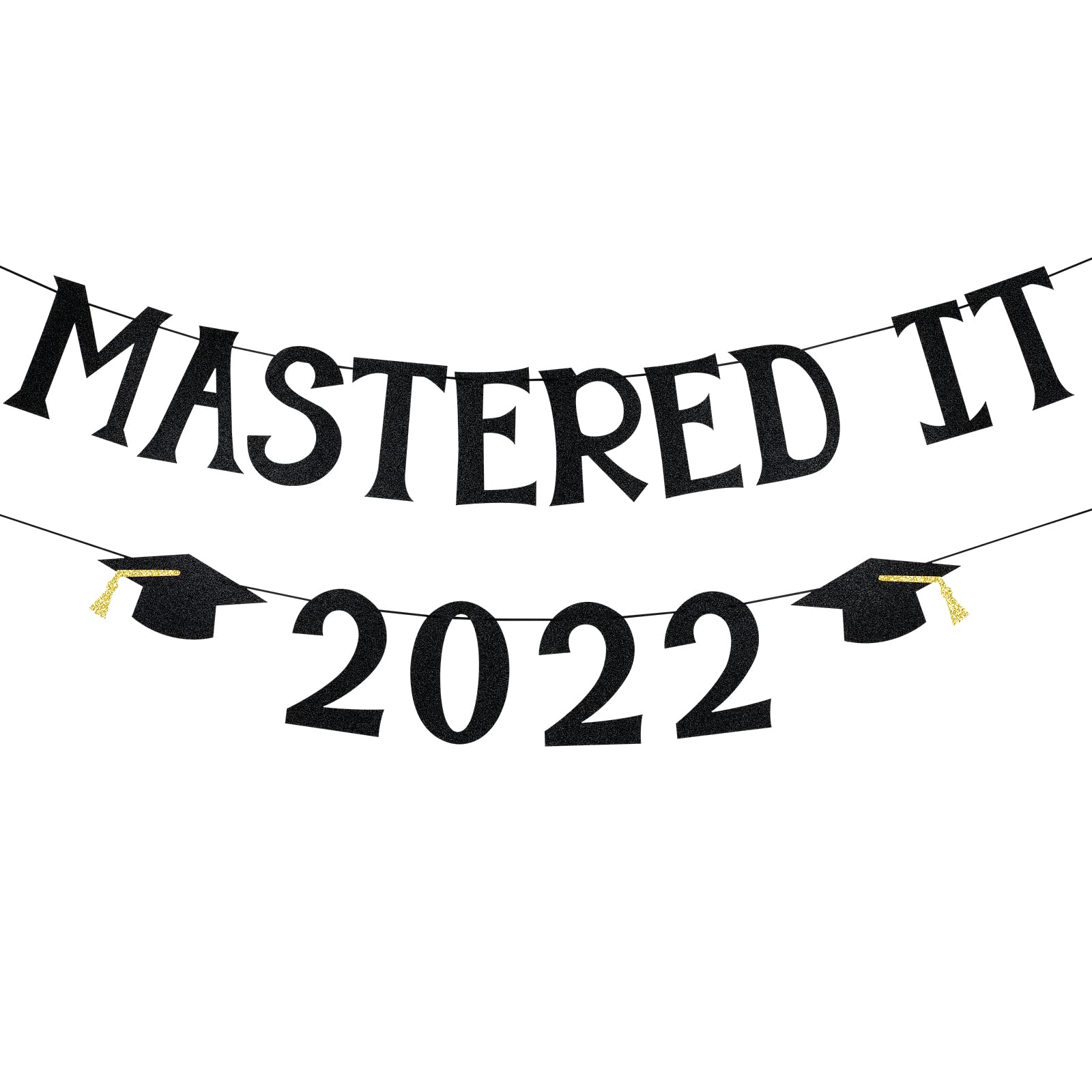 Mastered It 2025 Banner Black Mastered It Graduation Decorations, Masters Degree Graduation Decorations 2025 Graduation Banner for College 2025 Graduation Party Decorations