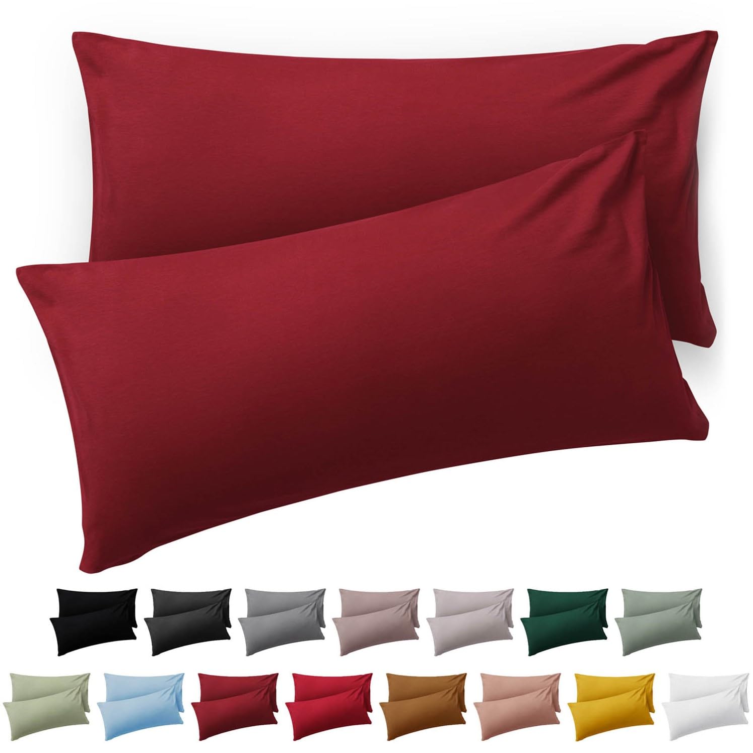 Blumtal Fundas de Almohada 70x40 cm (Juego de 2) - Fundas de cojín de Microfibra para sofá con Cierre de Sobres, Extra Suaves y Lavables, Certificado Oeko-Tex - Rojo Oscuro