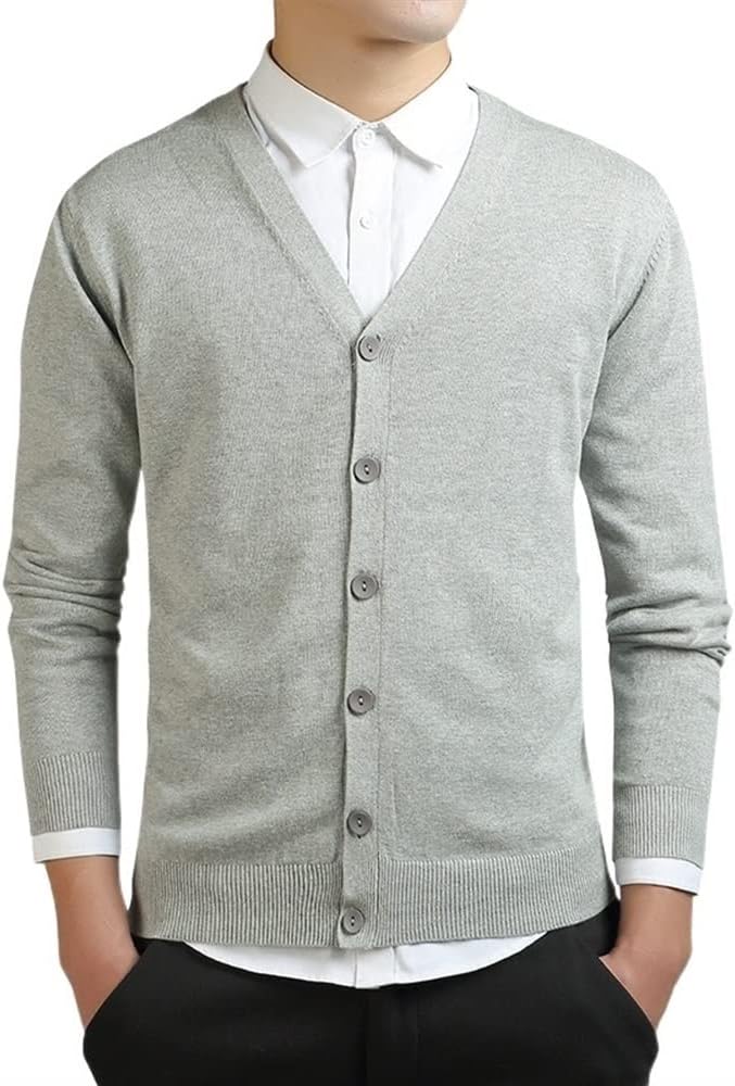 Men's Cardigans Sweaters Comfortable V-Neck Solid Color with Buttons Soft Touch Knit Long Sleeve Fall Winter