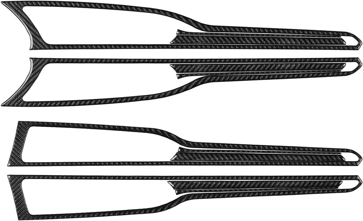 Real 3K Black Carbon Fiber Car Front and Rear Door Handle Panel Decoration Frame Sticker Set Auto Interior Accessories Compatible with Ford Fusion S SE Titanium 2013-2021/Ford Mondeo 2014-2022