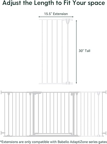 Miniatura 2 de Extensión de puerta de bebé para valla de hierro extra ancha Babelio, color blanco