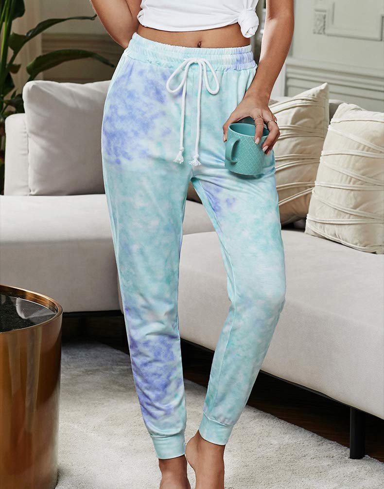 Huixin Spodnie dresowe damskie spodnie sportowe z nadrukiem tie-dye spodnie rekreacyjne sport trening spodnie dresowe z kieszenią na sznurek, Kolor-3, M