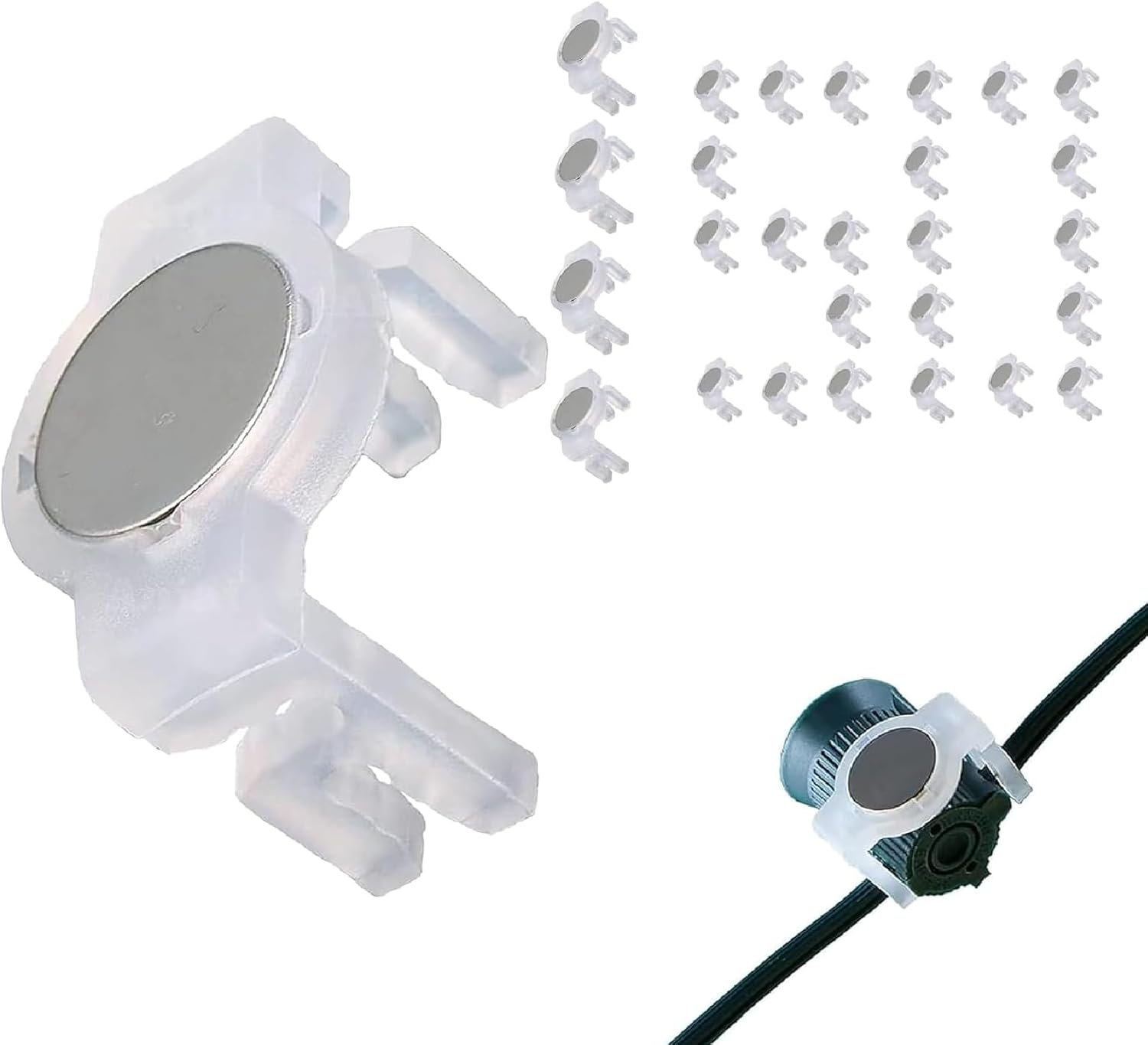 Strong Magnetic Christmas Light Clips,Nickel-Plated Magnet Clips,Hang Hooks for Outdoor Christmas String Light/3m Light/Strip Light/C9 Holiday Lighting Sockets,Pack of 150