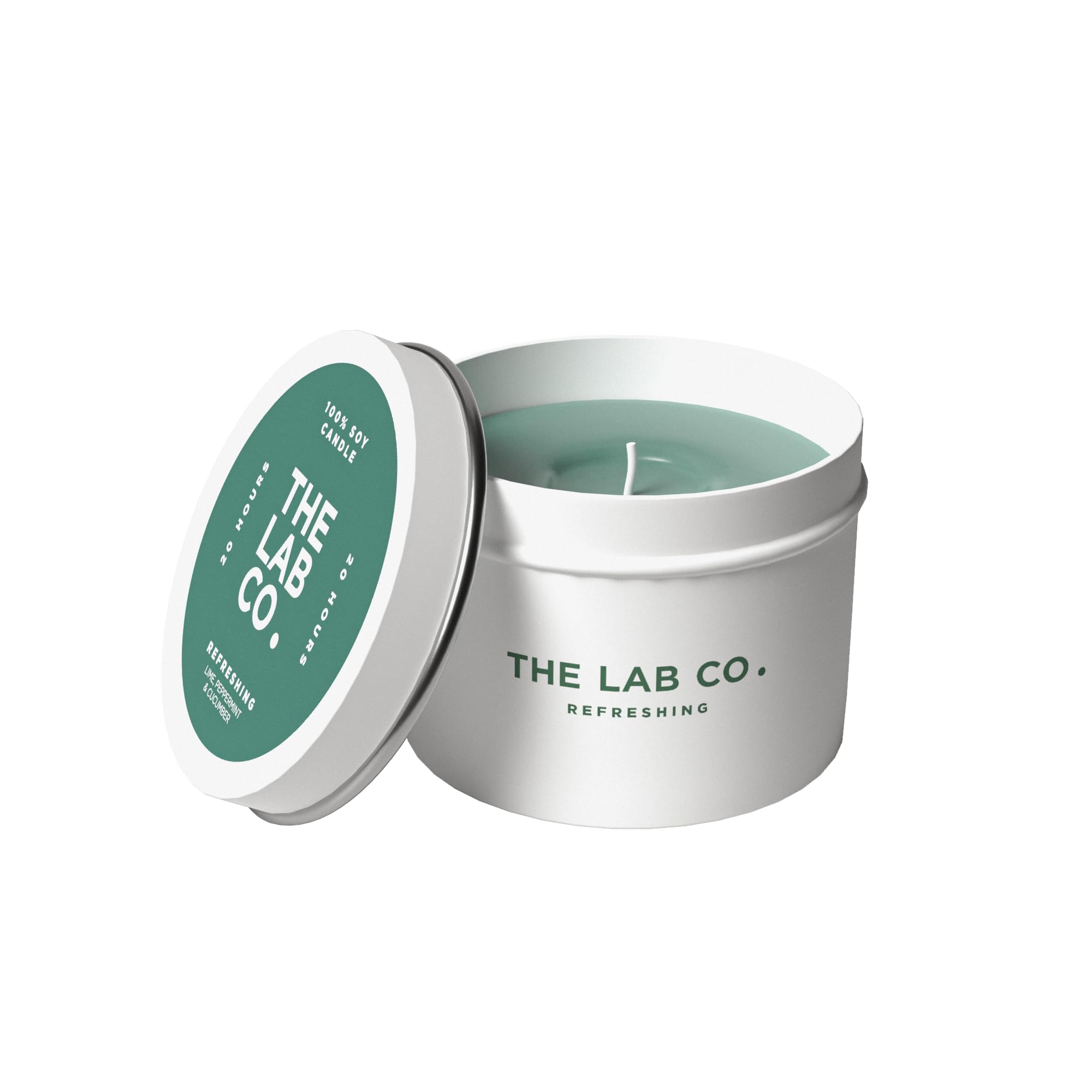 The Lab Co. Luxury Scented Candle | 20hrs Burn Time | Refreshing Fragrance with Lime, Peppermint and Cucumber | 100% Vegan Soy Wax | 90g Wax Weight