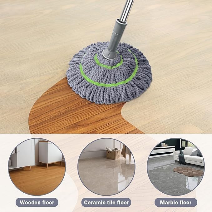 Image of Xmart India Microfiber Twist Mop with Squeeze Handle | Floor Cleaning Mop Stick with Super Absorbent Head | Easy Wringer Spin Mop for Tiles | Durable Floor Cleaner for Home Kitchen Bathroom
