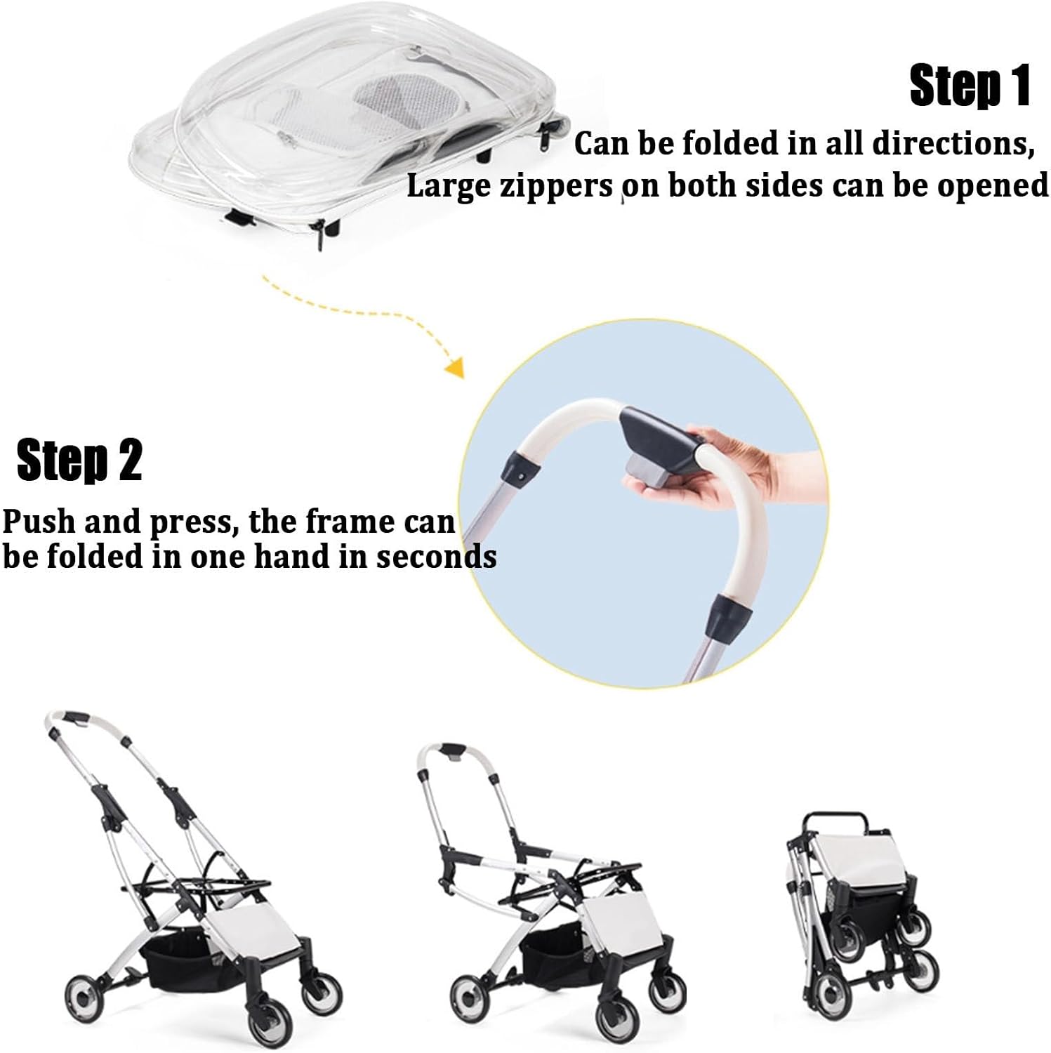 Travel-Friendly Cat Pram All-Weather Dog Pushchair-Cat Pushchair,Breathable Pet Carrier, Foldable Design & Breathable Mesh for All-Terrain Dog Stroller for Parks,Transparent