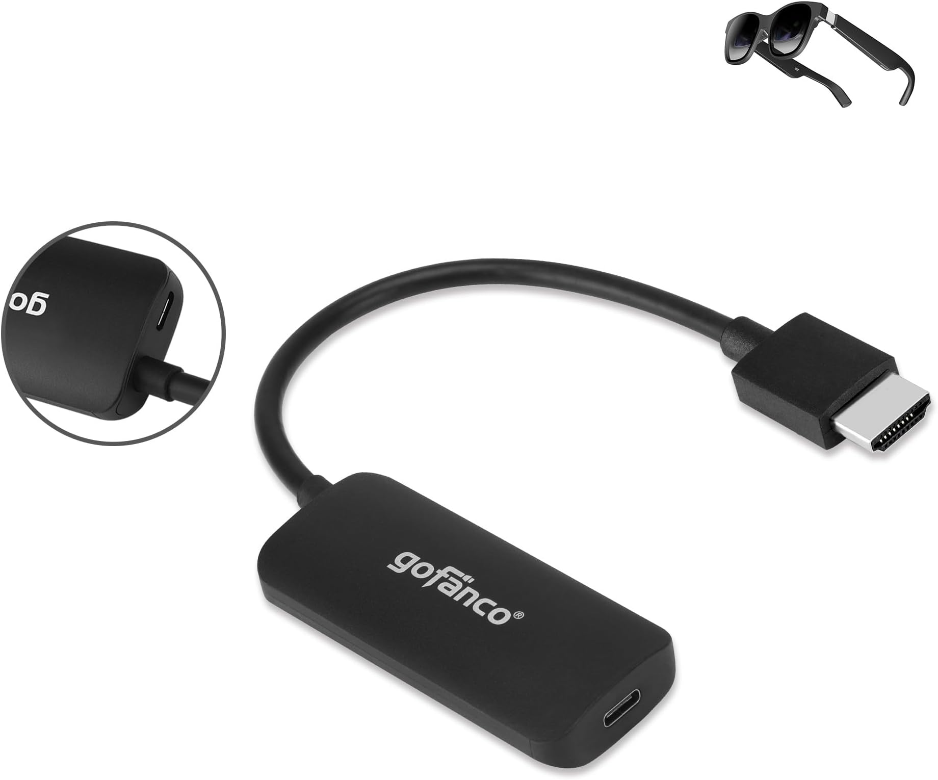 gofancoHDMI 2.0 to USB C Converter (HDMI Computer or Laptop to USB Type C Monitor Adapter) – 4K @60Hz, HDCP 2.2, 2-ch Stereo Audio- Not Compatible with LG Ultrafine Monitors (HDMIUSBC), black