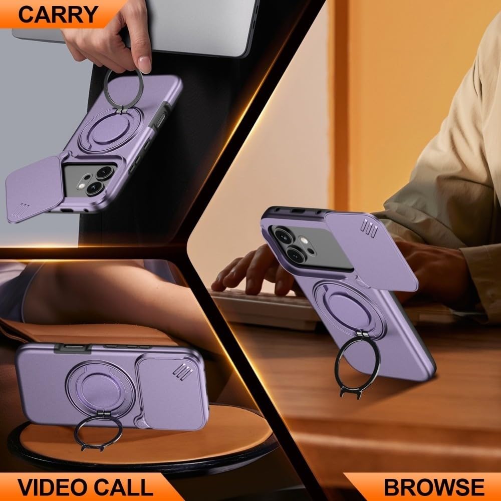 Generic Funda compatible con Honor X40 5G (color: naranja) con soporte de metal, cubierta rígida de silicona dura