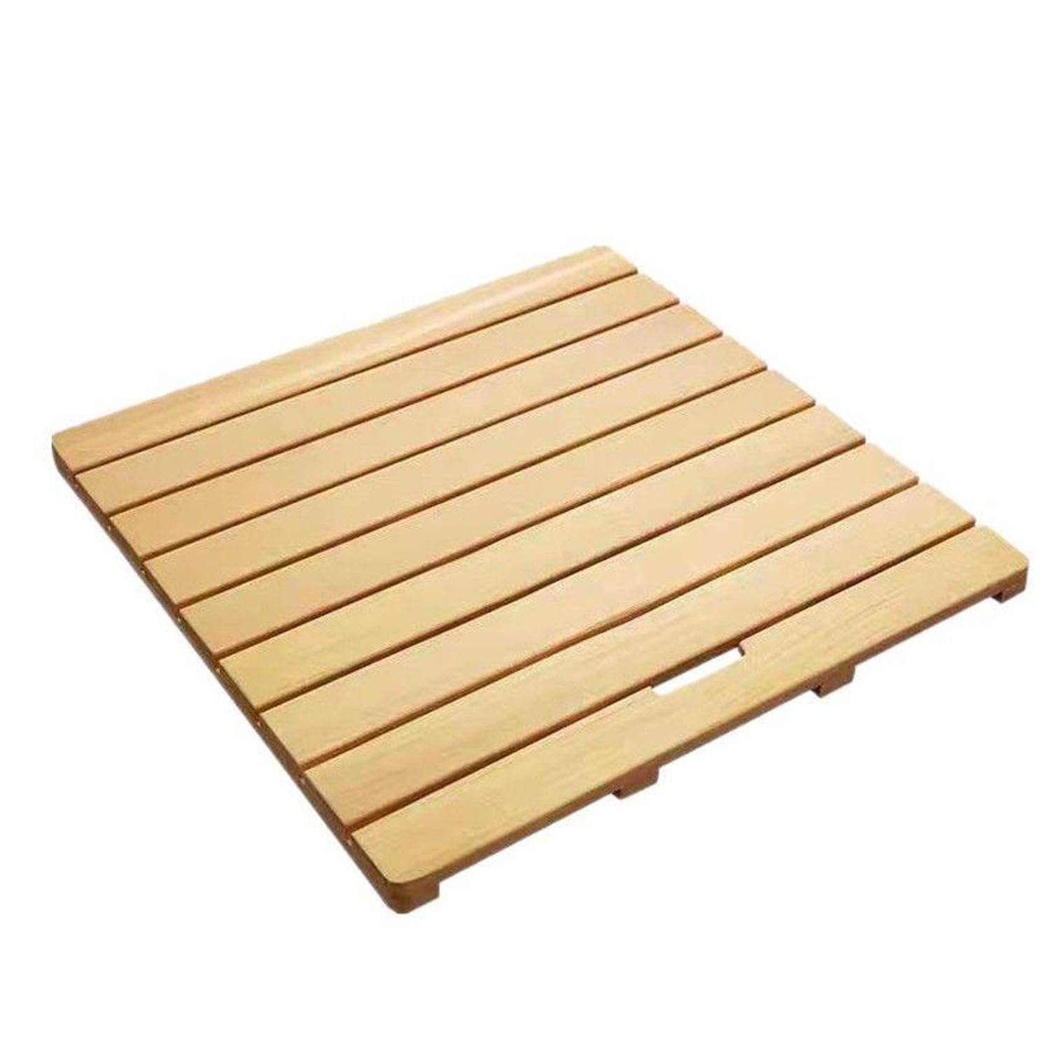 Waterproof Non Slip Solid Bamboo Shower Mat Natural Wooden Bath Mat with Non Slip Feet for Kitchen Bedroom Bathtub Toilet Doormat and Pet Mat,A-50x60cm