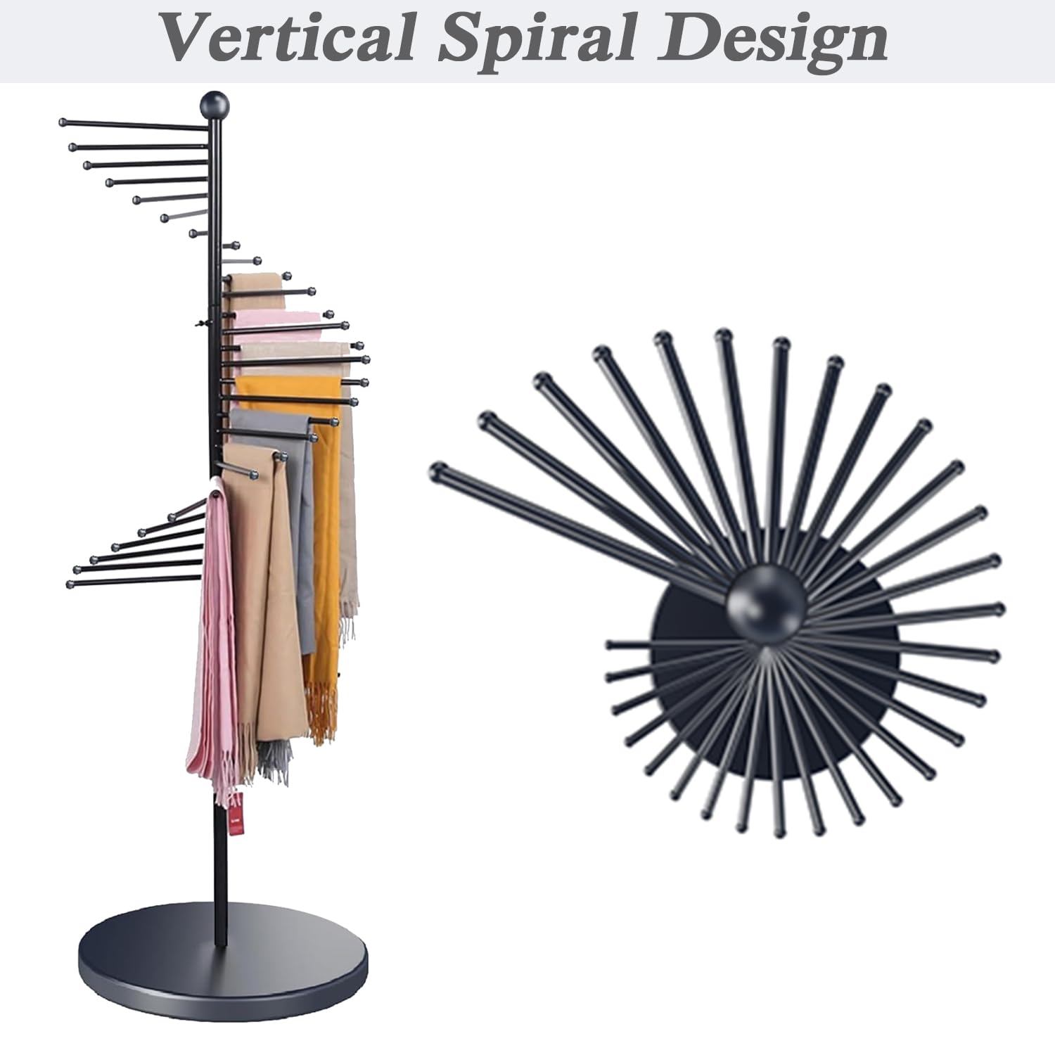 Soporte para pañuelos, Soporte para pañuelos en Espiral de 30 Varillas, Estante para pañuelos Dorado para Tienda de Ropa, Estante Organizador Comercial para hij,