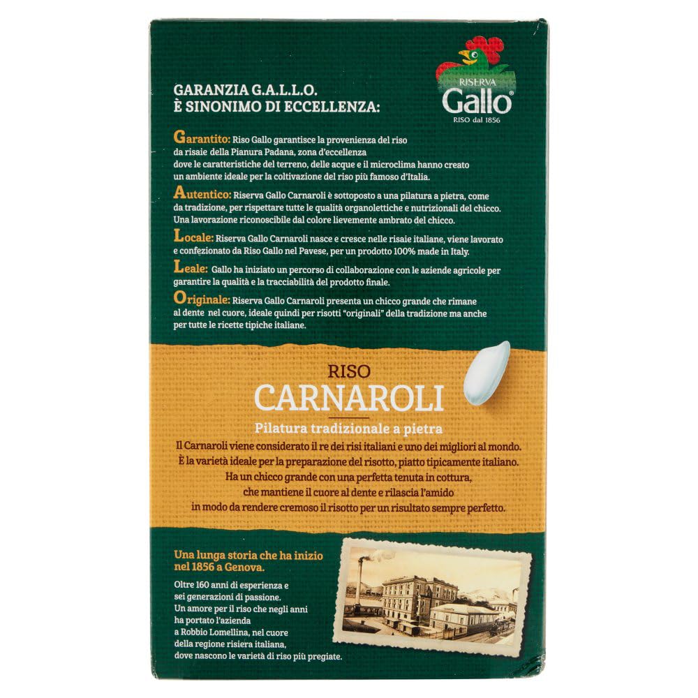 12x Gallo Riso Riserva Carnaroli,100% Italienischer Reis,Kochzeit 15 Minuten,Ideal für Risottos,Packung mit 1Kg + Italian Gourmet Polpa di Pomodoro 400g Dose