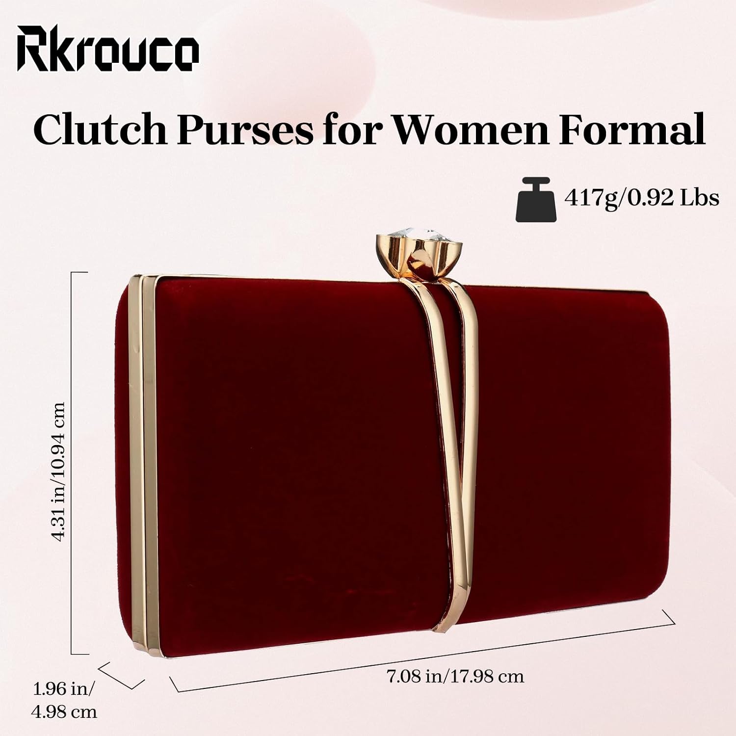 Clutch Bags for Women Vintage Evening HandBag Diamond Handbag Suede Velvet Purse With Detachable Chain Cocktail Purse