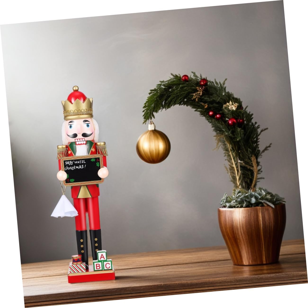 Cabilock Wooden Nutcracker Ornament Traditional Nutcracker Figure for Christmas Party Decoration Xmas Scene Layout Supply for Shelves Tables and Outdoor Decor