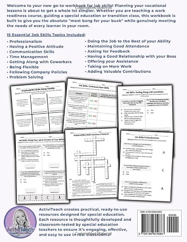 Job Skills Workbook Workplace Scenarios for Special Education: 100+ Job Skill Scenario Worksheets For Special Education, Transition and Vocational ... Skills Special Education Workbooks) - Image 2