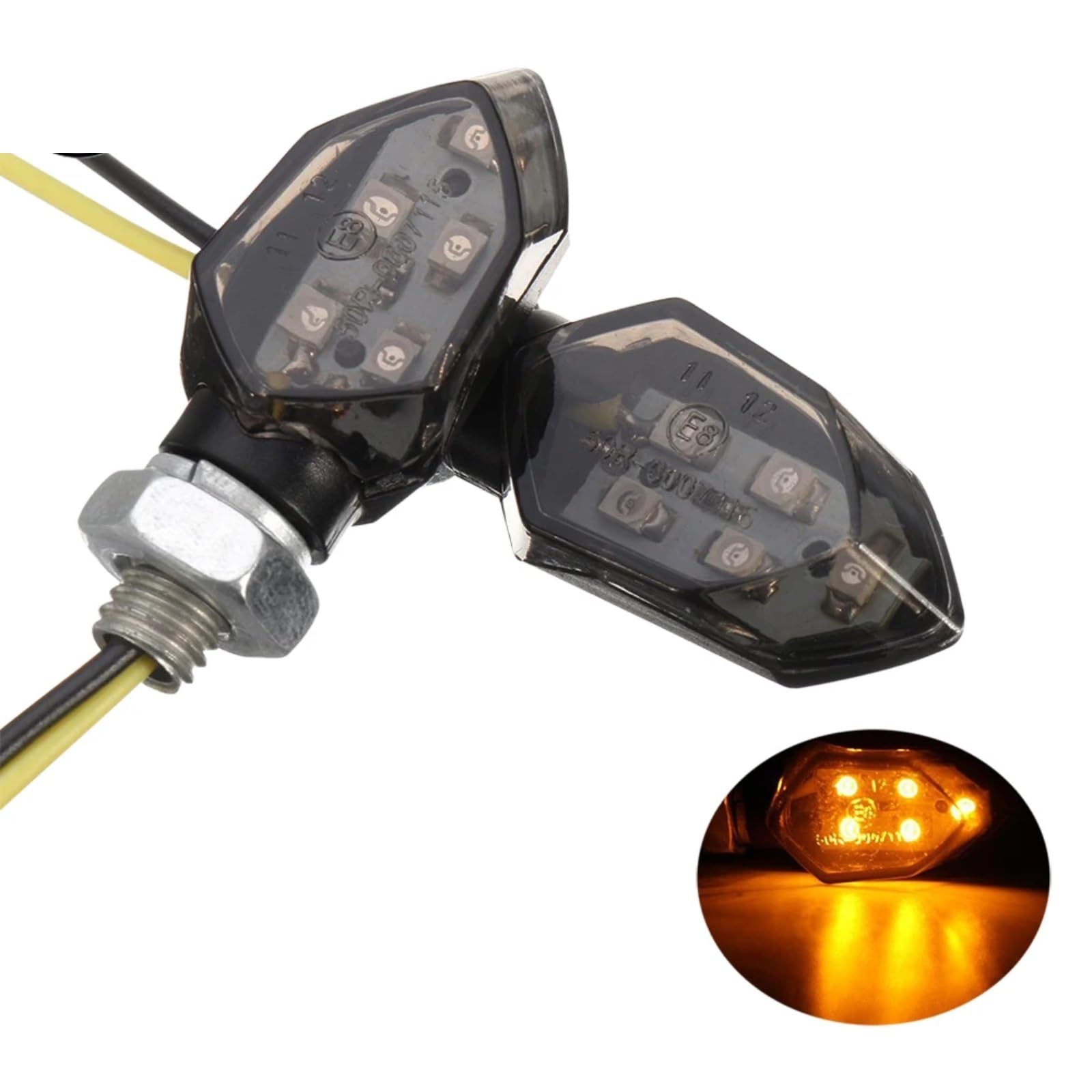 Compatibile Con 4PCS Indicatore Di Direzione Per Obiettivo Moto 12V Indicatore Lampeggiante Ambrato A Due Fili