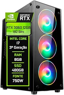 PC Gamer Blue PC Intel Core i7 3ª geração 8GB Geforce RTX 3060 12GB SSD 480GB - Fonte 750W
