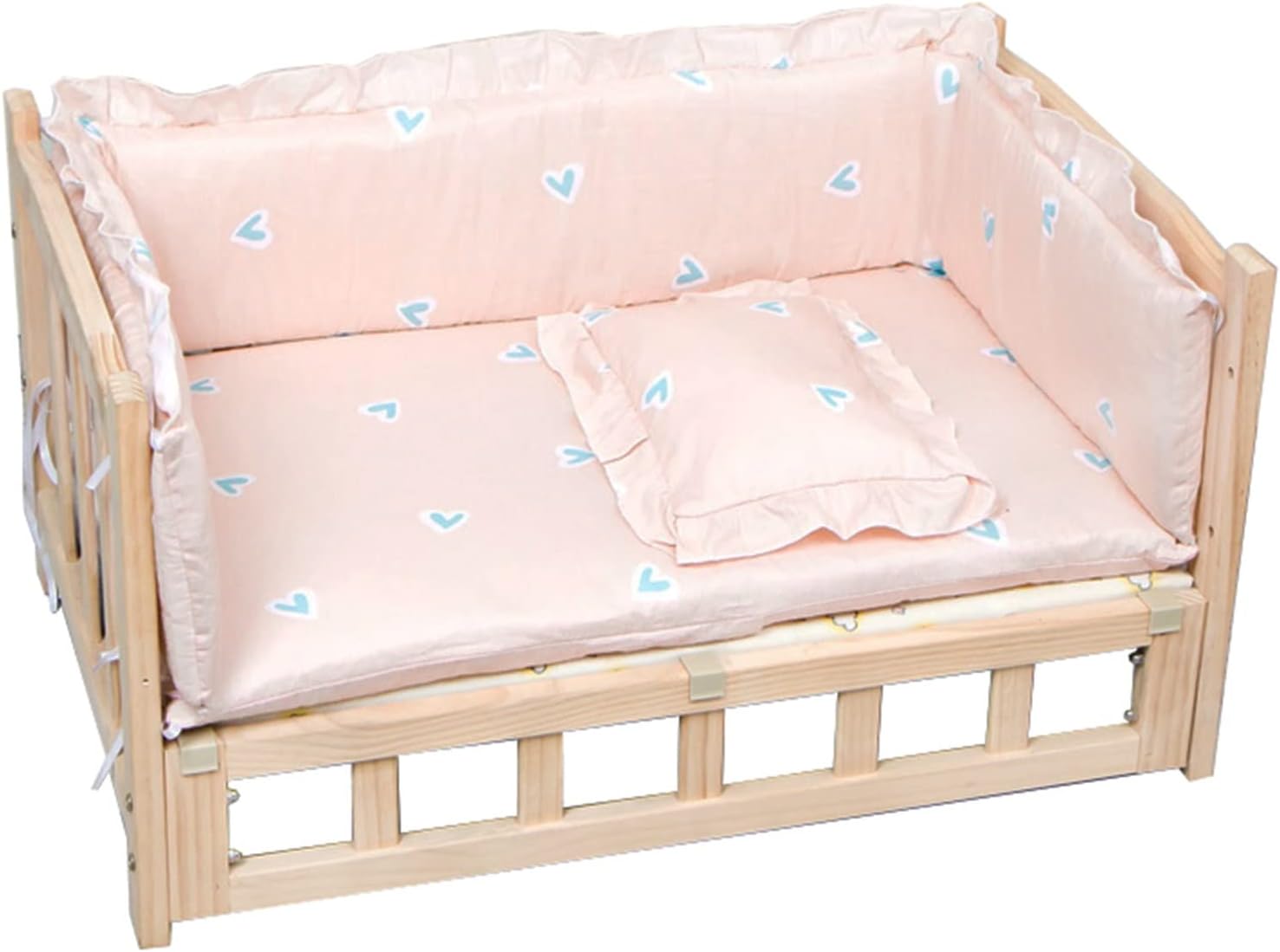 Wooden Elevated Dog Bed with Mattress Pillow, Portable Small/Medium/Large Raised Pet Cot, for Indoor, Outdoor, Training, Orthopedic Joint (Color : Style1, Size : S-60x38x34cm/24x15x13) (Style2 M)