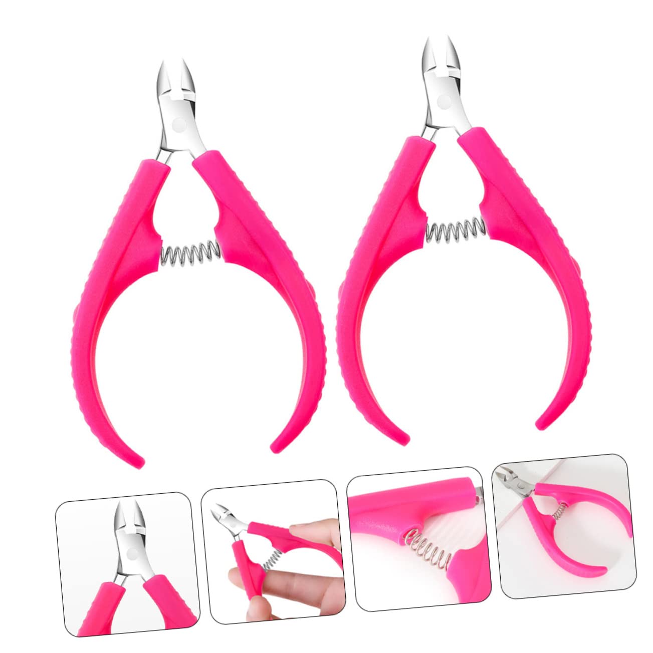 2Pcs Spring Cuticle Trimmer Nail Art Tool with Handle Professional Manicure Dead Skin Scissors for Precise Nail Cuticle Cleaning and Trimming Lightweight and Accessory for Home and