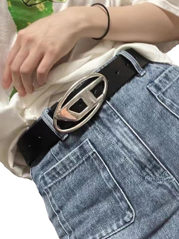 EMMIOL Y2K Women Belts for Jeans, Ladies Leather Belt Trendy Goth Star with Silvery Buckle, Waist Belt Punk for Dress4